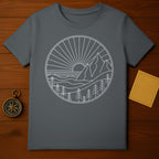Mountain Sunset and Tree Line Design T-Shirt