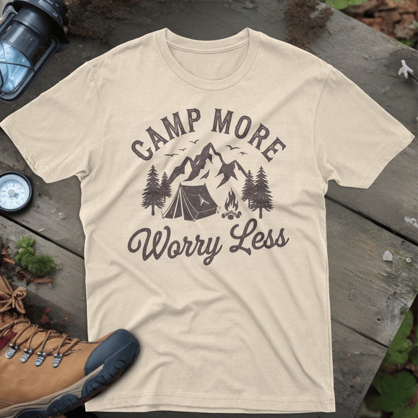 Camp More Worry Less Graphic Casual T-Shirt product type