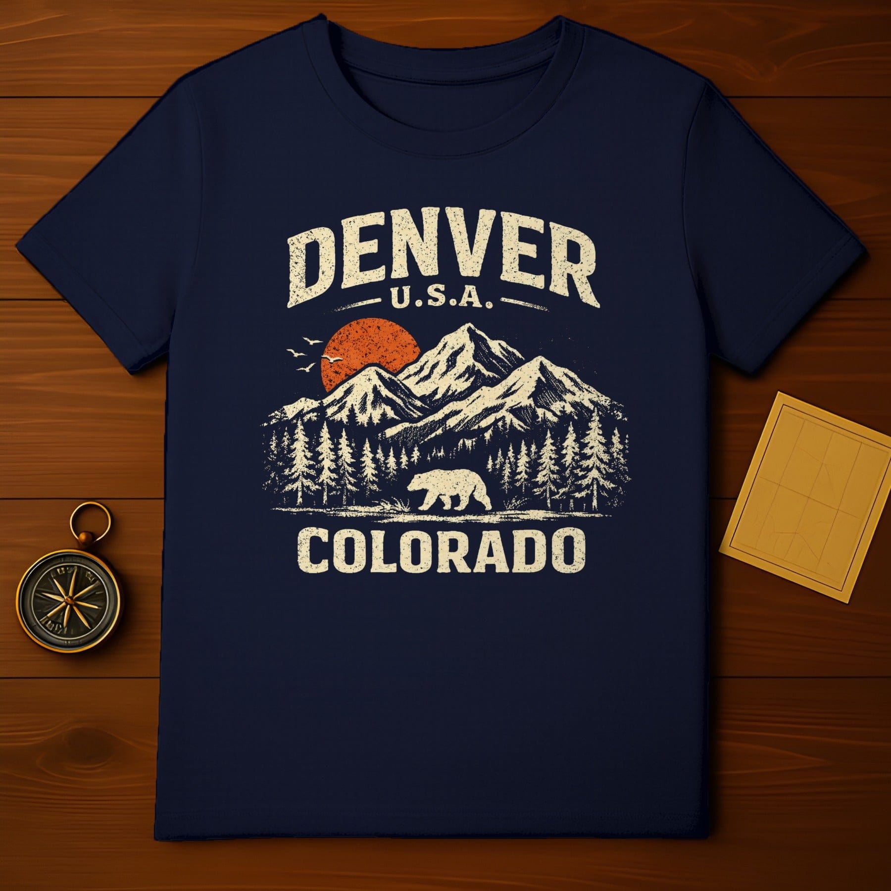 Denver Colorado Scenic Mountains and Bear Graphic Shirt