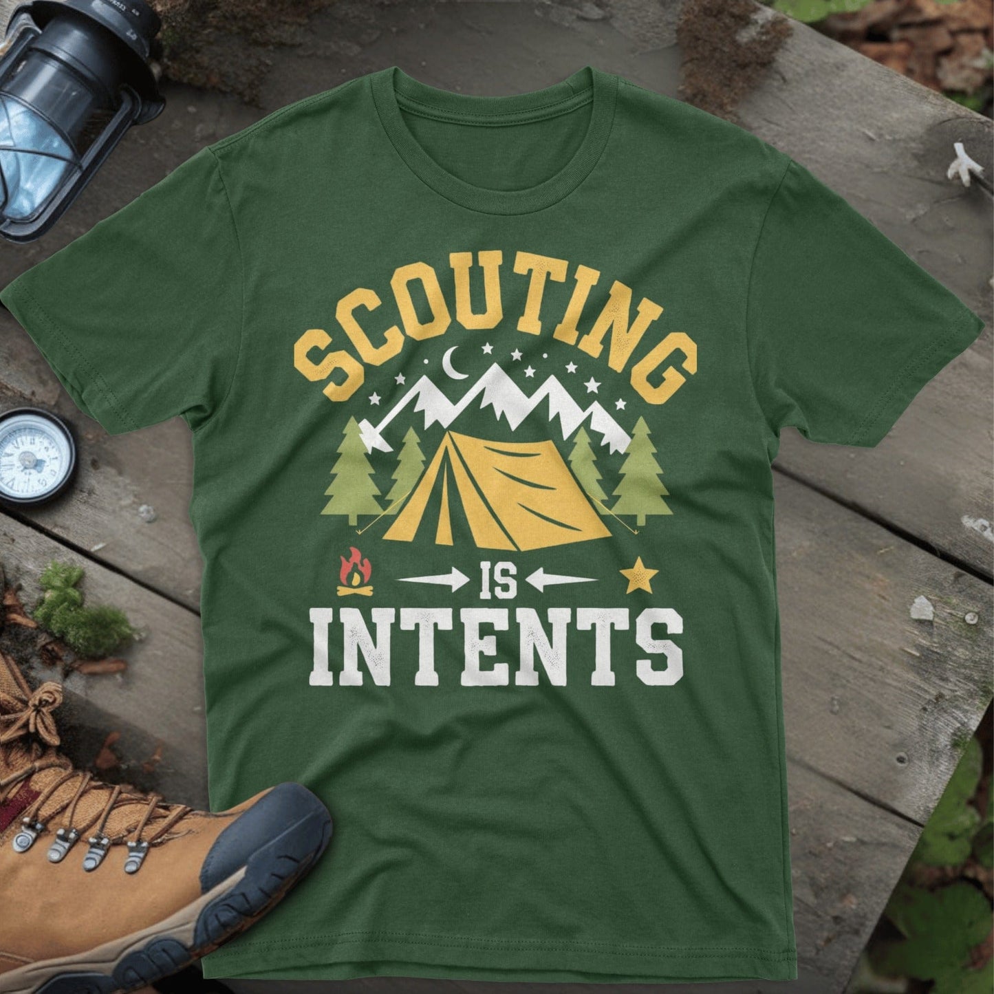 Scouting Is Intents Tent Graphic Tee Shirt product