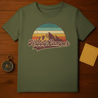 Happy Camper Vintage Mountain Design Shirt