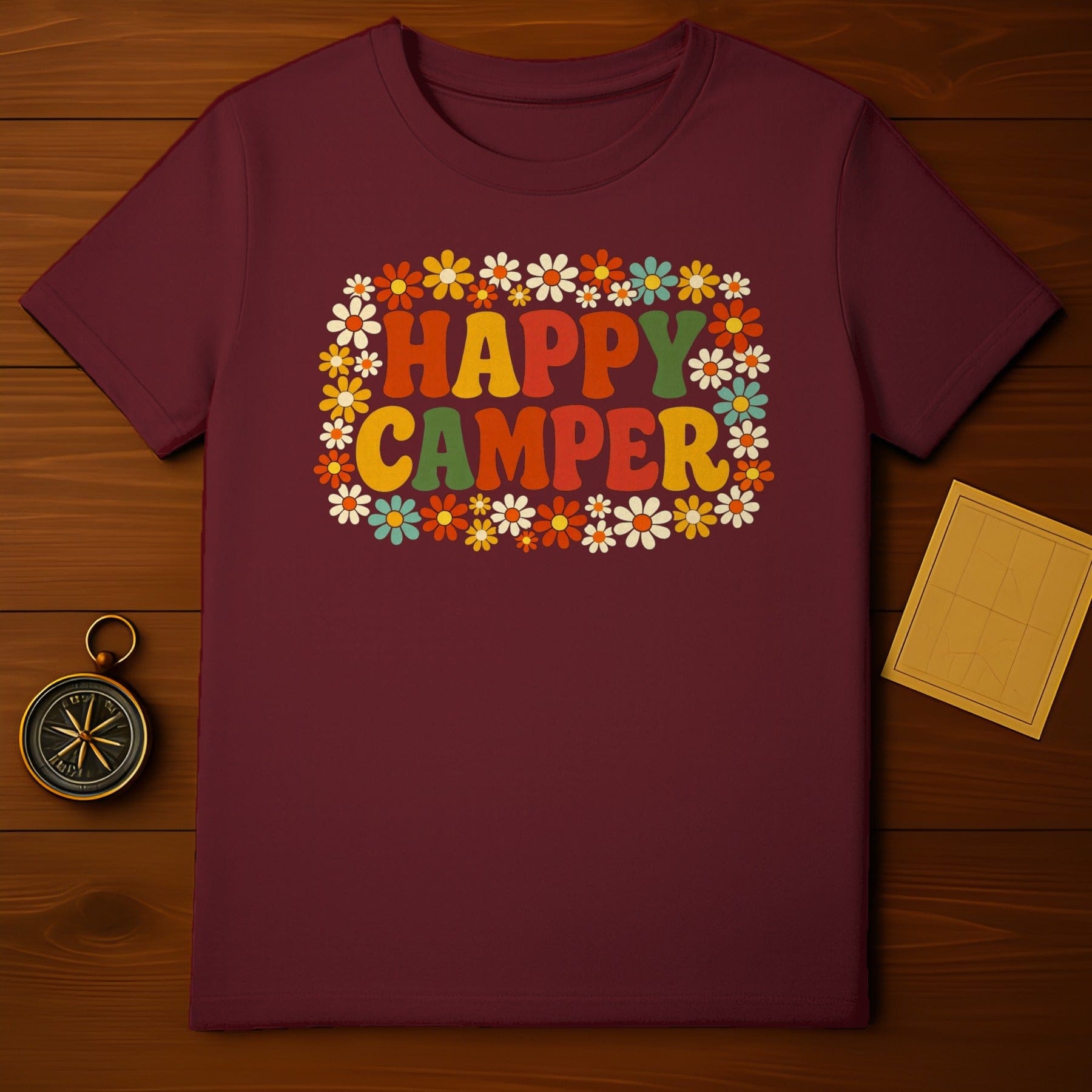 Vintage Style Happy Camper Flower Graphic T-Shirt product type