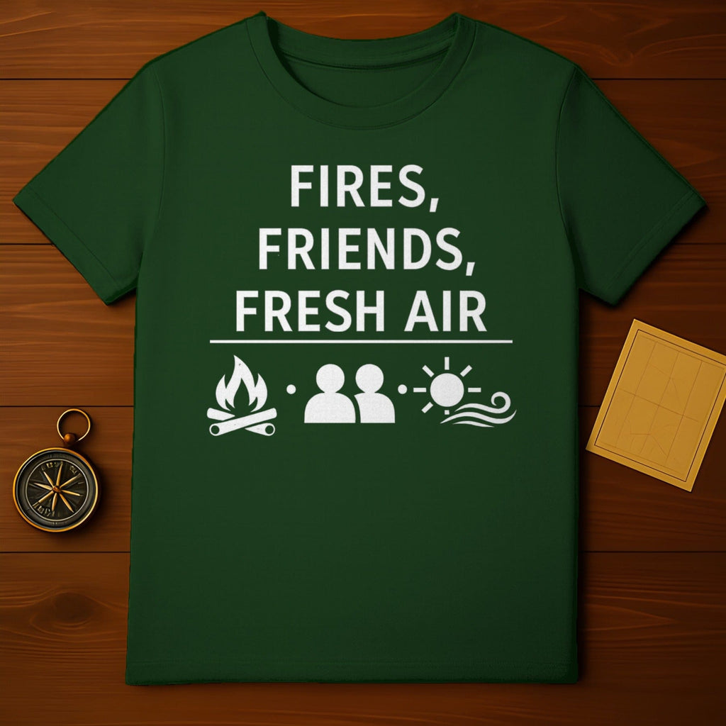 Fires Friends Fresh Air Outdoor Camping T-shirt