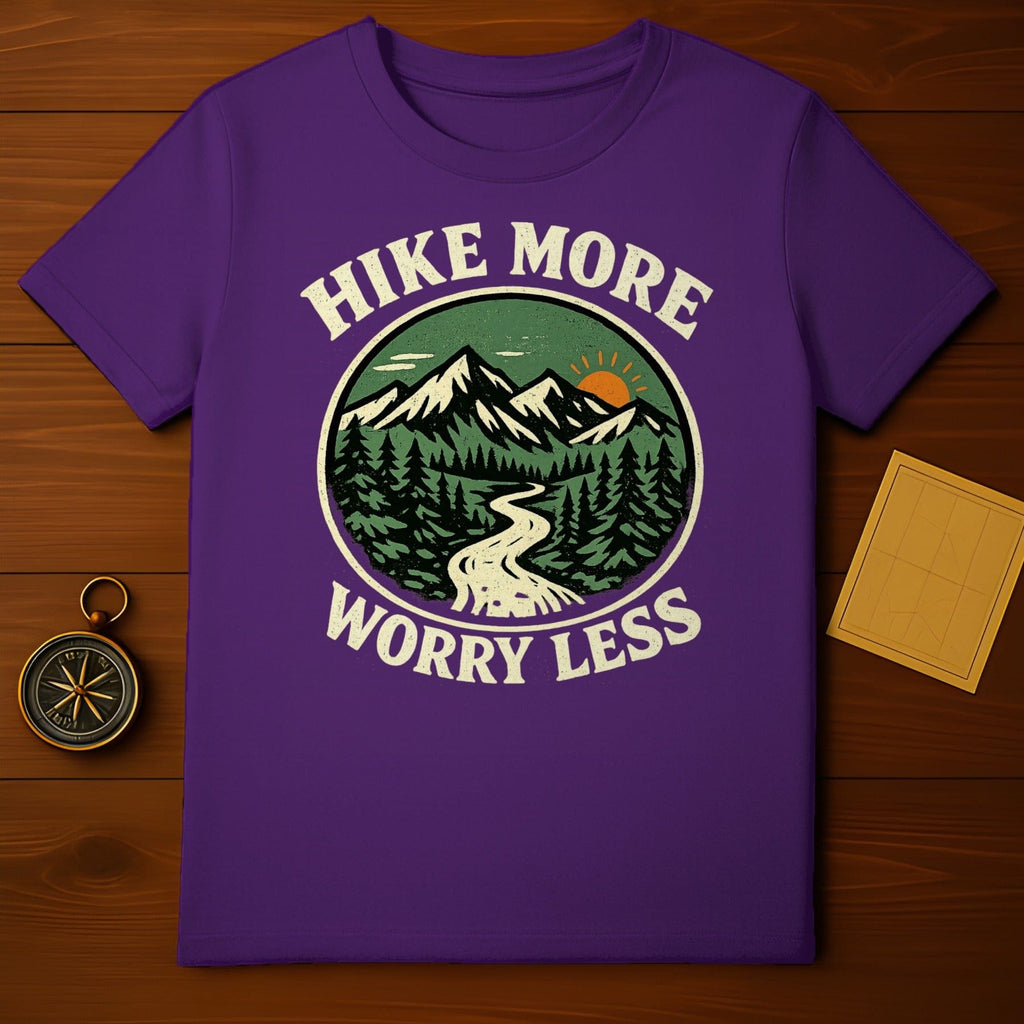 Hike More Worry Less Mountain Graphic T-Shirt