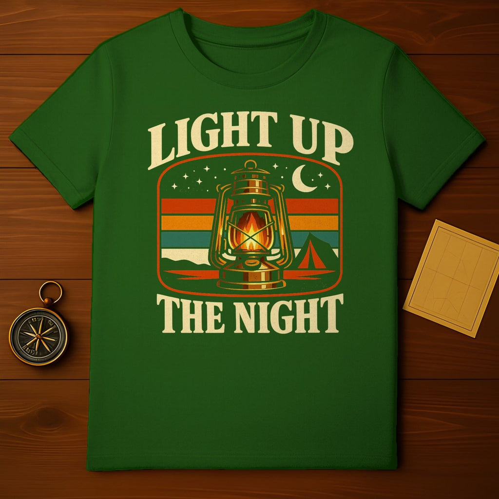 LIGHT UP THE NIGHT Lantern Stars Tent Retro T-Shirt product type
Camping
Outdoor
Adventure
Lantern
Night Sky
Stars
Crescent Moon
Tent
Retro Design
Vintage Style
Graphic Tee
Nature Lover
Explore
Forest
Campfire Vibe
Wilderness
Evergreen
Outdoorsy
Light Up Night
Camp Life