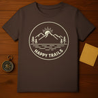 Happy Trails Mountains Sun Trees Water Outdoor Adventure Graphic product type