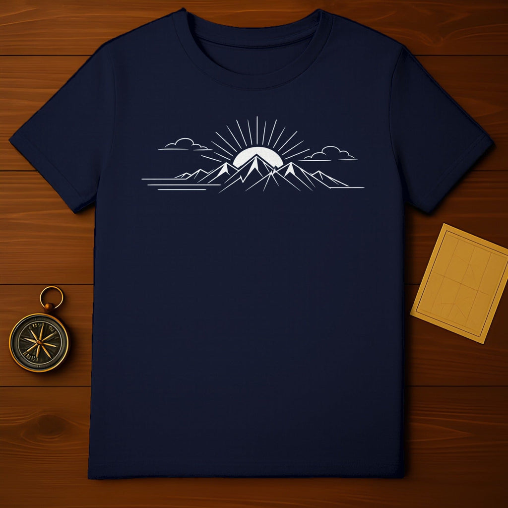Mountain Sunrise Graphic Tee with Minimalist Design