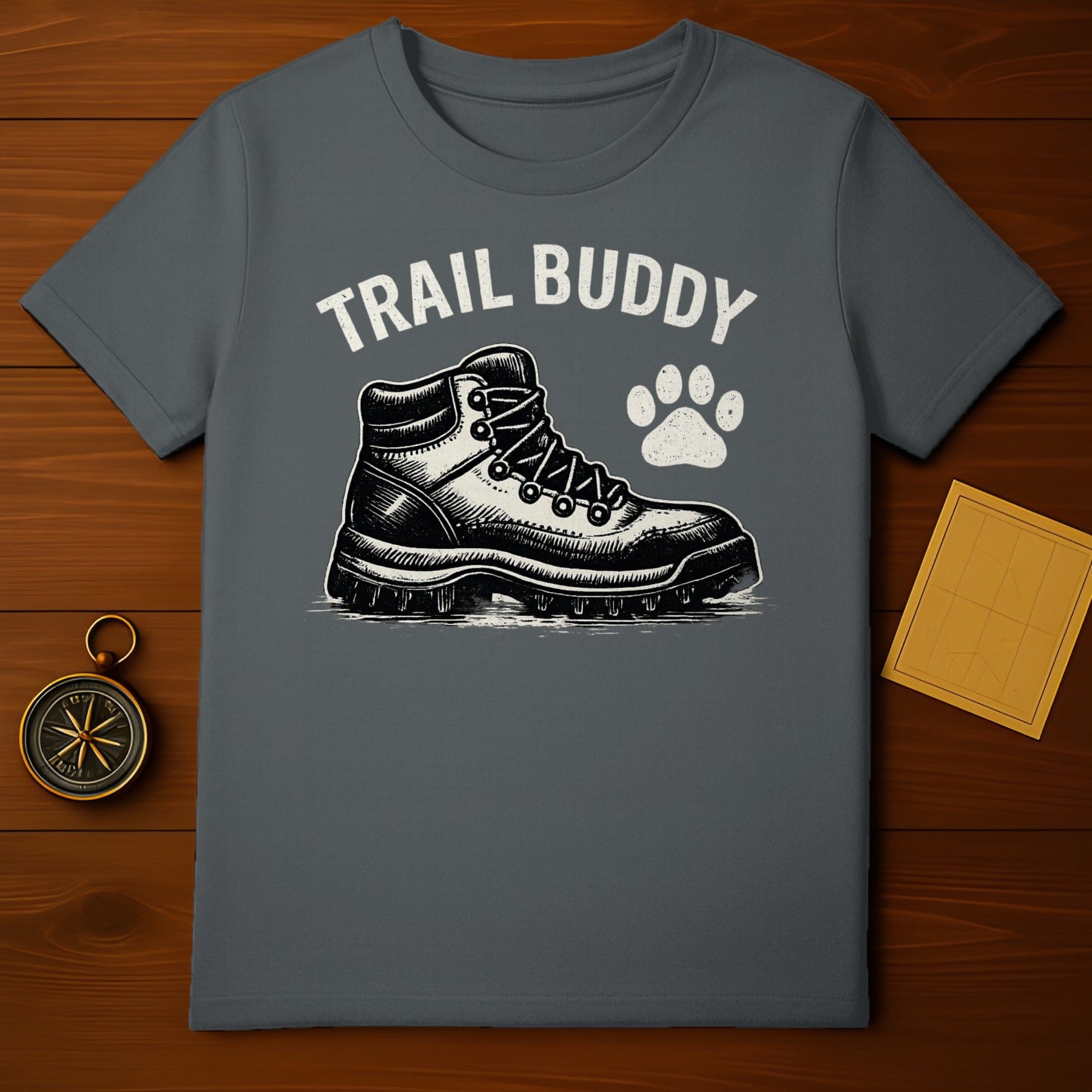TRAIL BUDDY Hiking Boot Paw Print Outdoor Enthusiast product type
TRAIL BUDDY
Hiking Boot
Paw Print
Outdoor
Dog Lover
Adventure
Nature
Trekking
Wilderness
Walking
Companion
Explore
Graphic Tee
Unisex Shirt
Pet Owner
Mountain Life
Footprint
Canine Friend
Journey T-shirt
Gift Idea