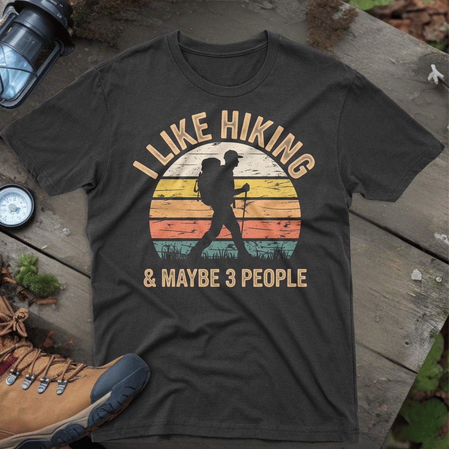 I Like Hiking and Maybe 3 People Graphic Tee product type