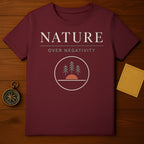 NATURE OVER NEGATIVITY trees sunrise maroon shirt product type