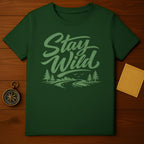 Stay Wild Green Shirt Forest Adventure Graphic Tee