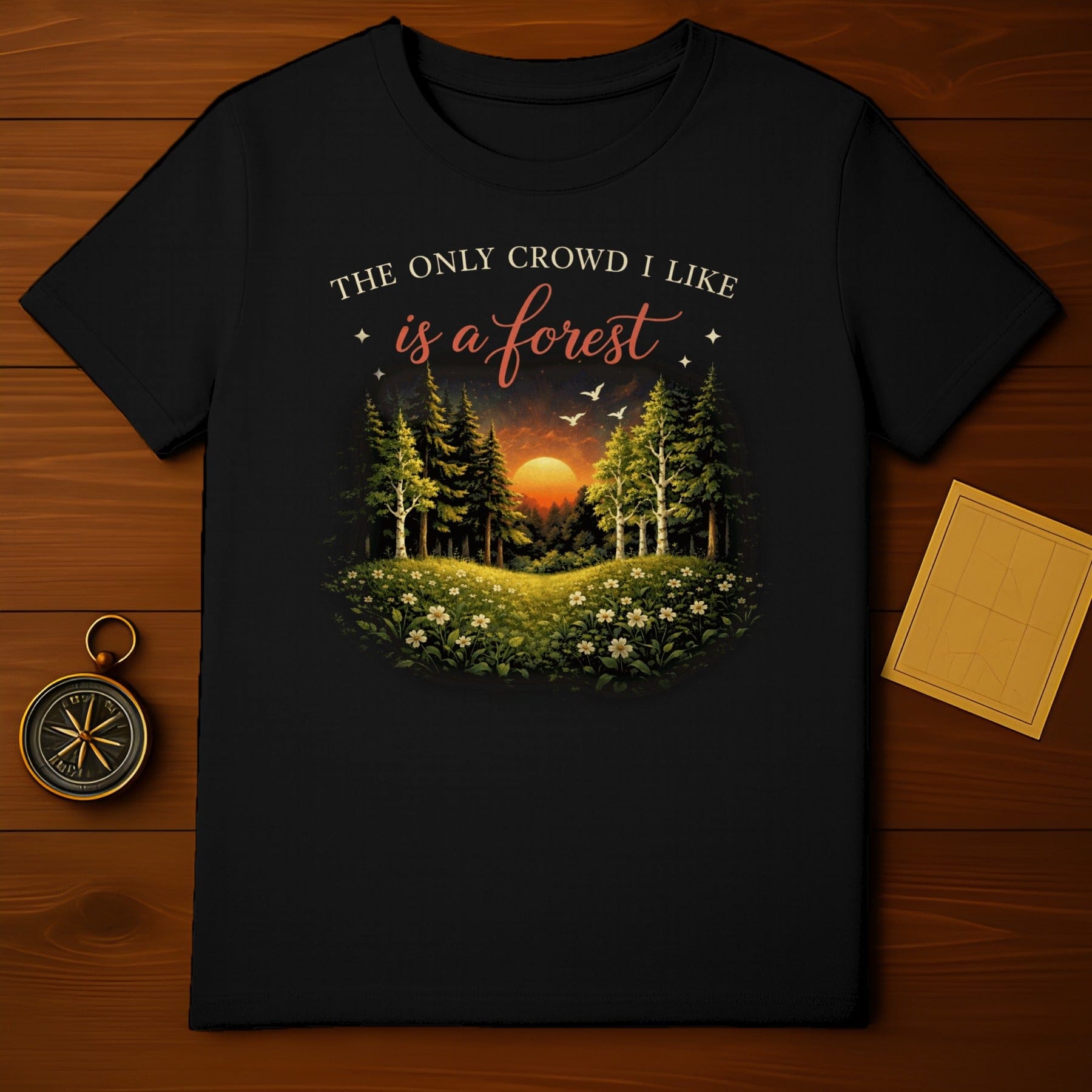 The Only Crowd I Like is a Forest Nature Sunset product type
Forest
Nature
Sunset
Trees
Flowers
Outdoors
Adventure
Wilderness
Graphic tee
Quote shirt
Typography
Landscape
Black apparel
Birds design
Peaceful scene
Calm vibes
Unique design
Statement top
Solitude shirt
Outdoors enthusiast
