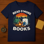 Read S'more Books Camping Design on Navy T-Shirt