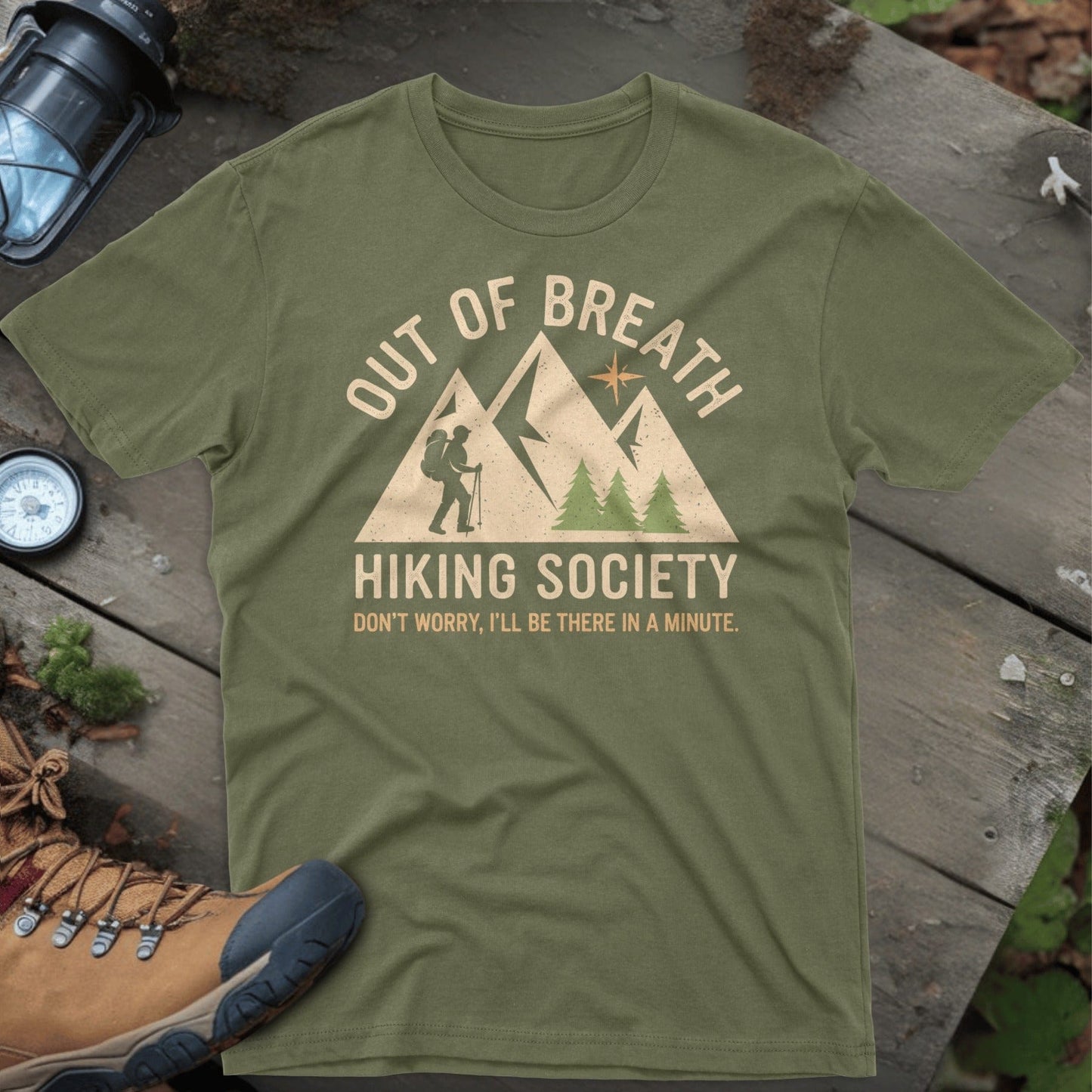 Out of Breath Hiking Society Funny Hiking T Shirt product type