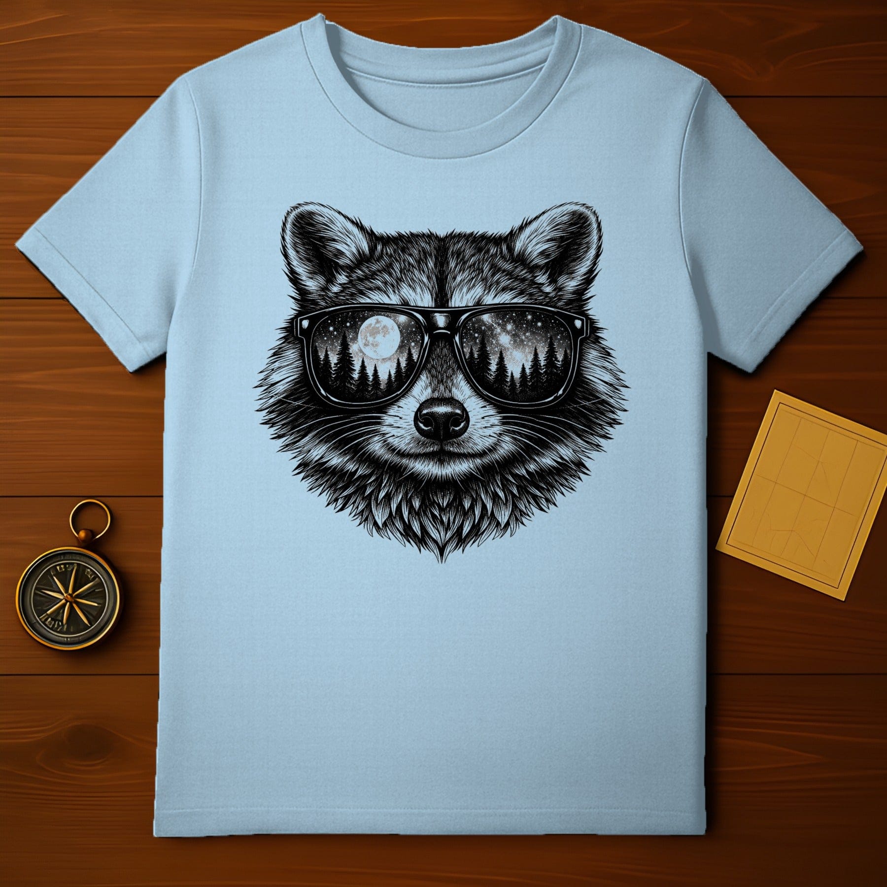 Raccoon Sunglasses Moon Forest Starry Night product type
Raccoon, Sunglasses, Moonlight, Forest, Starry night, Wildlife art, Animal graphic, Cool design, Nature scene, Outdoor spirit, Woodland creature, T-shirt art, Raccoon face, Celestial reflection, Unique apparel, Nightscape, Adventure ready, Graphic clothing, Fun tee, Animal lover