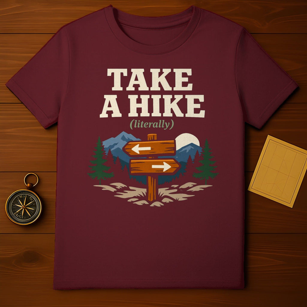 Take A Hike Literally Mountains Trees Signpost T-Shirt
Hiking
Outdoor
Nature
Adventure
Mountain
Tree
Funny
Literally
Hike
TShirt
GraphicTee
Wilderness
Explore
Signpost
Camp
Trekking
Travel
Outdoorsy
Getaway
Wanderlust
