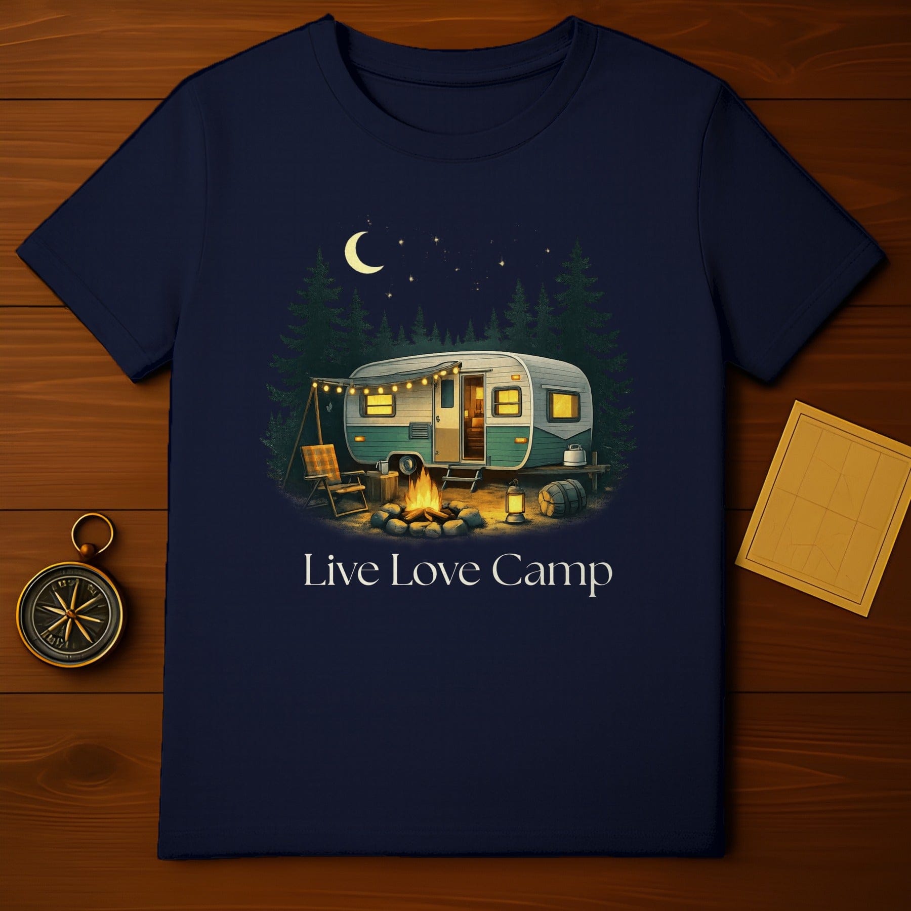 Live Love Camp Vintage Camper Campfire Night Scene product type