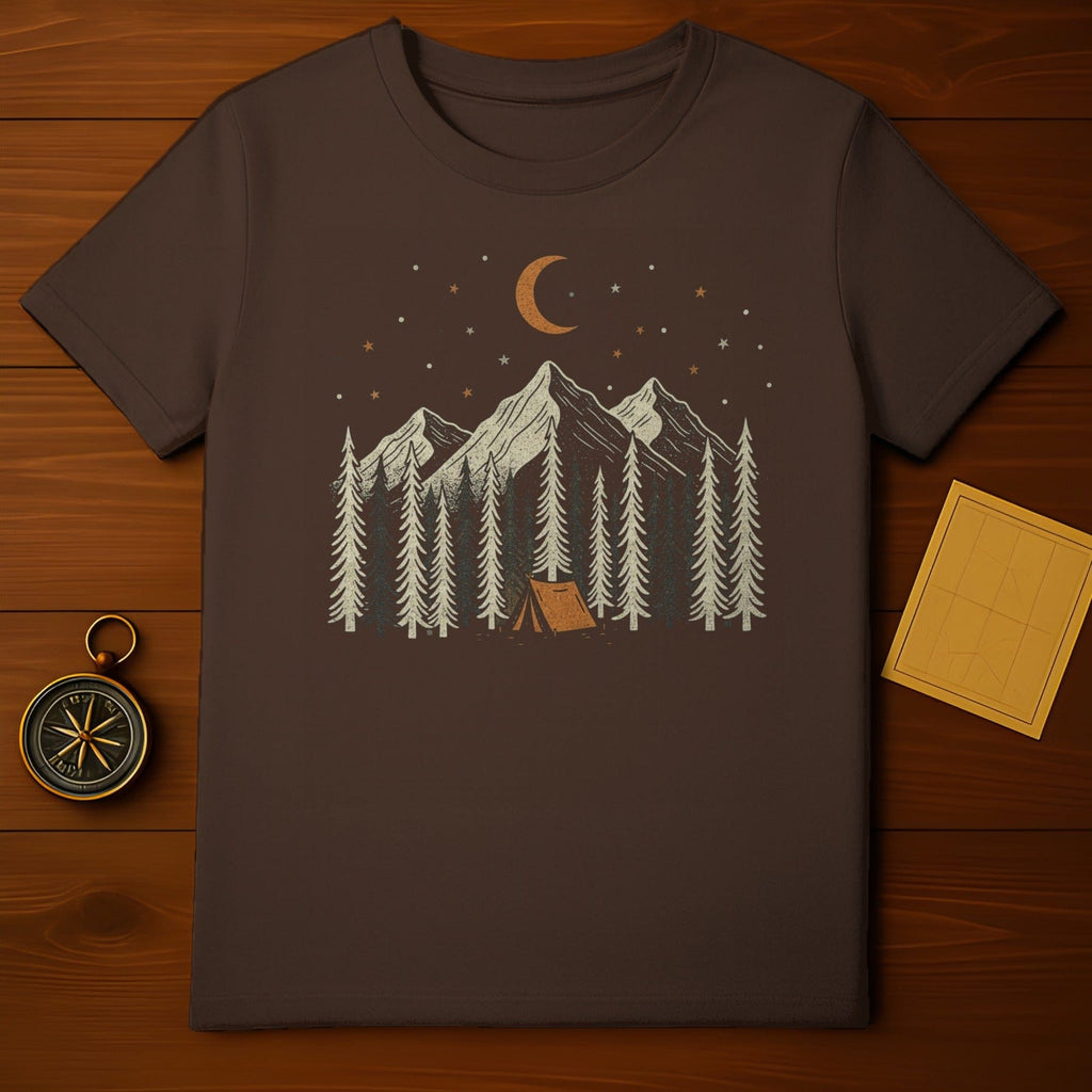 Moonlit Mountain Forest Camping Graphic Shirt