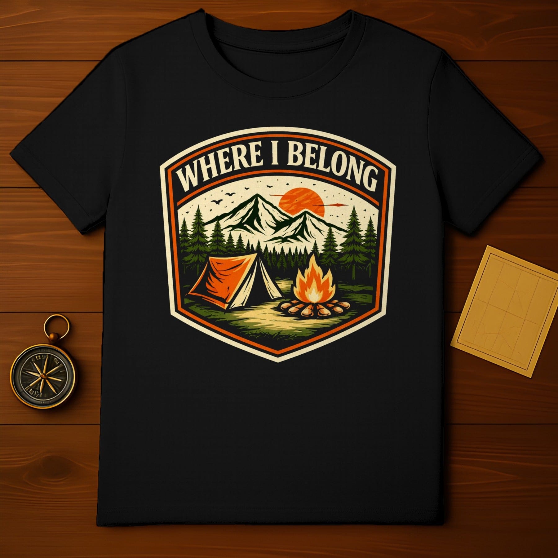 Where I Belong Camping Design T-shirt