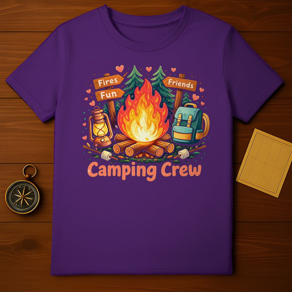 Fires Fun Friends Camping Crew T-Shirt for Outdoor Lovers