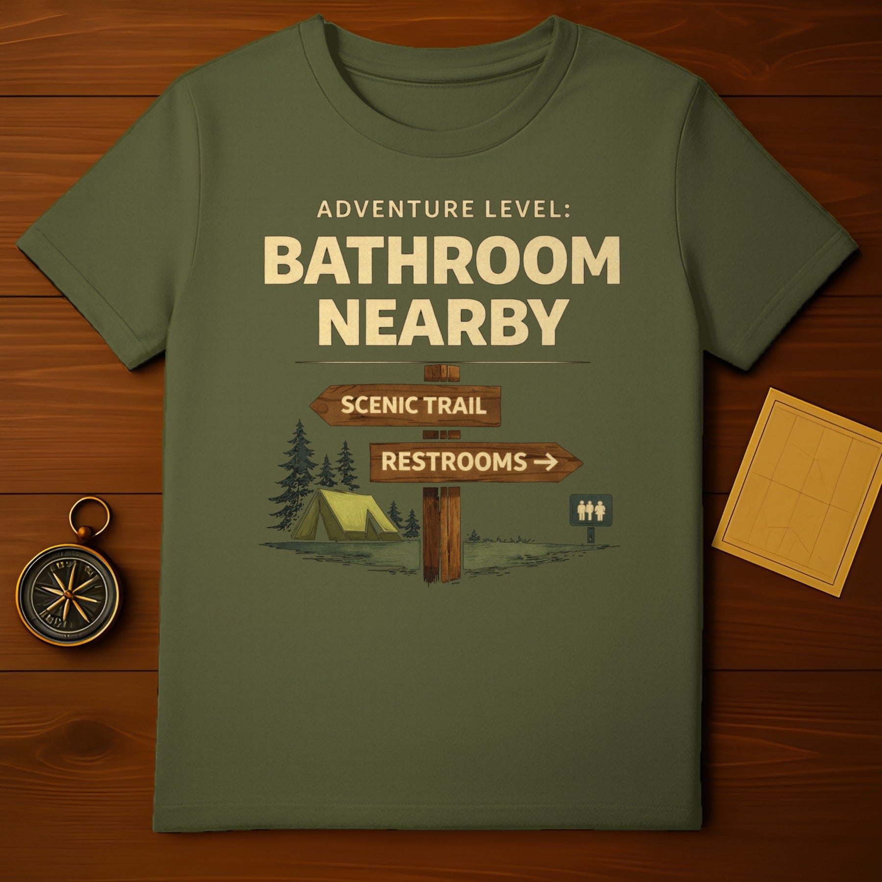 Adventure Level Bathroom Nearby Graphic T-Shirt