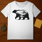 Bear With Nature Mountain Scene Graphic T-Shirt