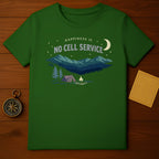Happiness Is No Cell Service Camp Mountain Scene Green product type
