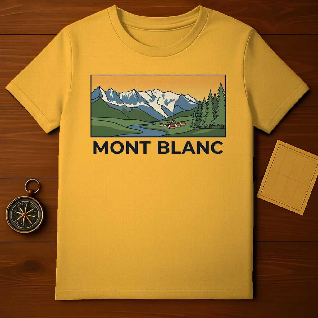 MONT BLANC Mountain Scene Graphic T-Shirt product type
Mont Blanc
Mountain
Alps
Scenic
Landscape
Nature
Adventure
Outdoor
Travel
Europe
Graphic Tee
T-shirt
Apparel
Clothing
Yellow Tee
Forest
River
Village
Snow Peak
Wanderlust