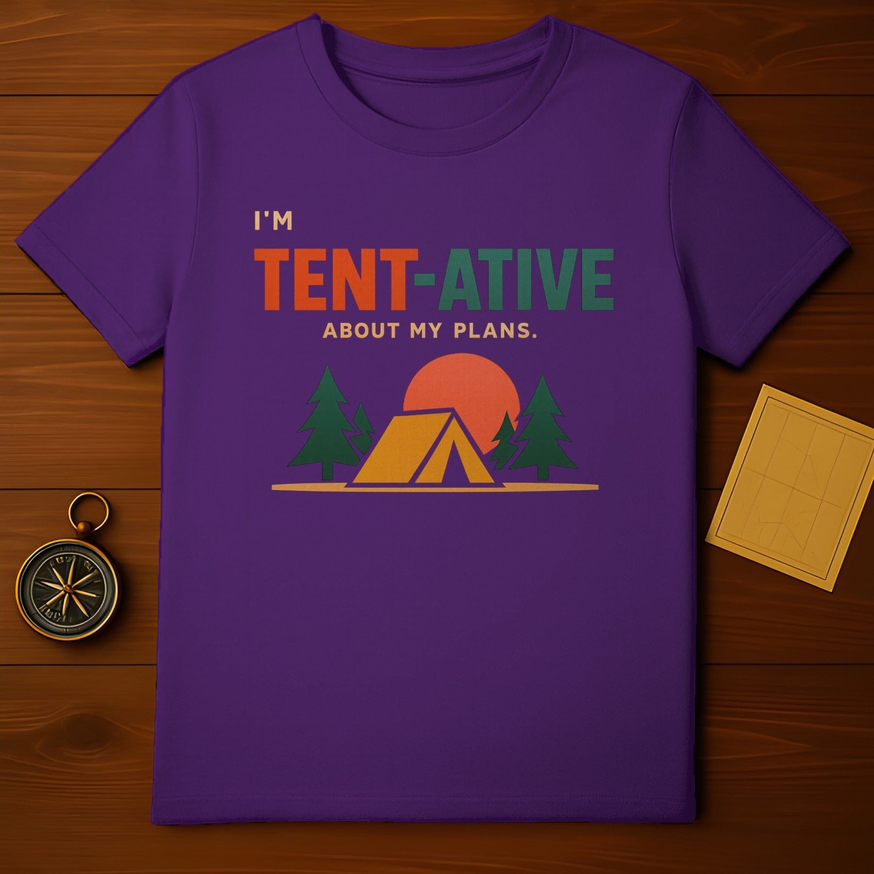I'M TENT-ATIVE ABOUT MY PLANS camping humor product type
Camping, Tent, Outdoors, Nature, Tentative, Plans, Humor, Funny, Punny, Camp life, Adventure, Hiking, Explore, Graphic tee, Outdoorsy, Woodland, Sunset, Camp vibe, Forest, Camping humor