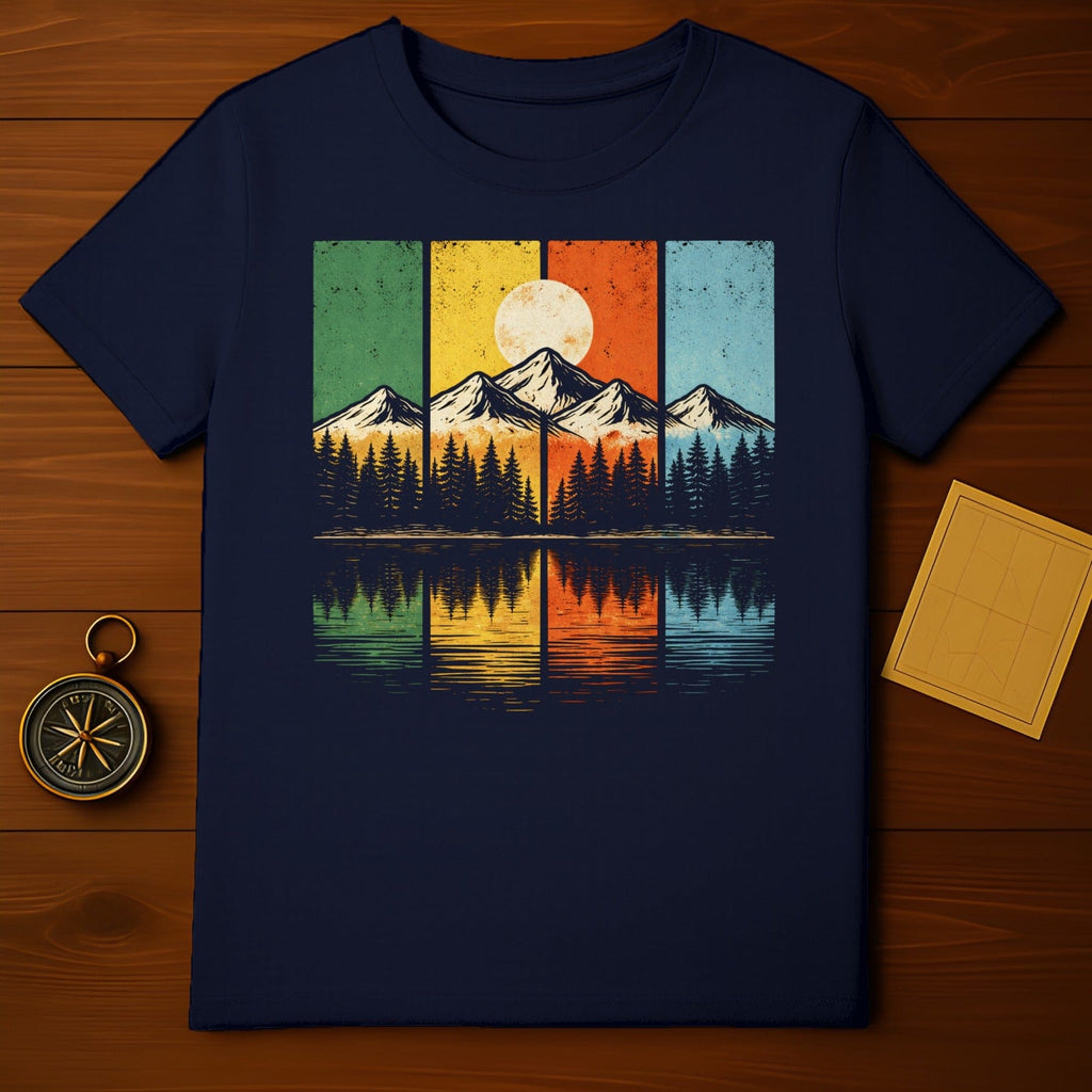 Vintage Mountain Sunset Graphic Design T-shirt