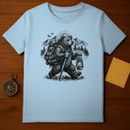 Hiking Bear with Lantern Vintage Design T-shirt