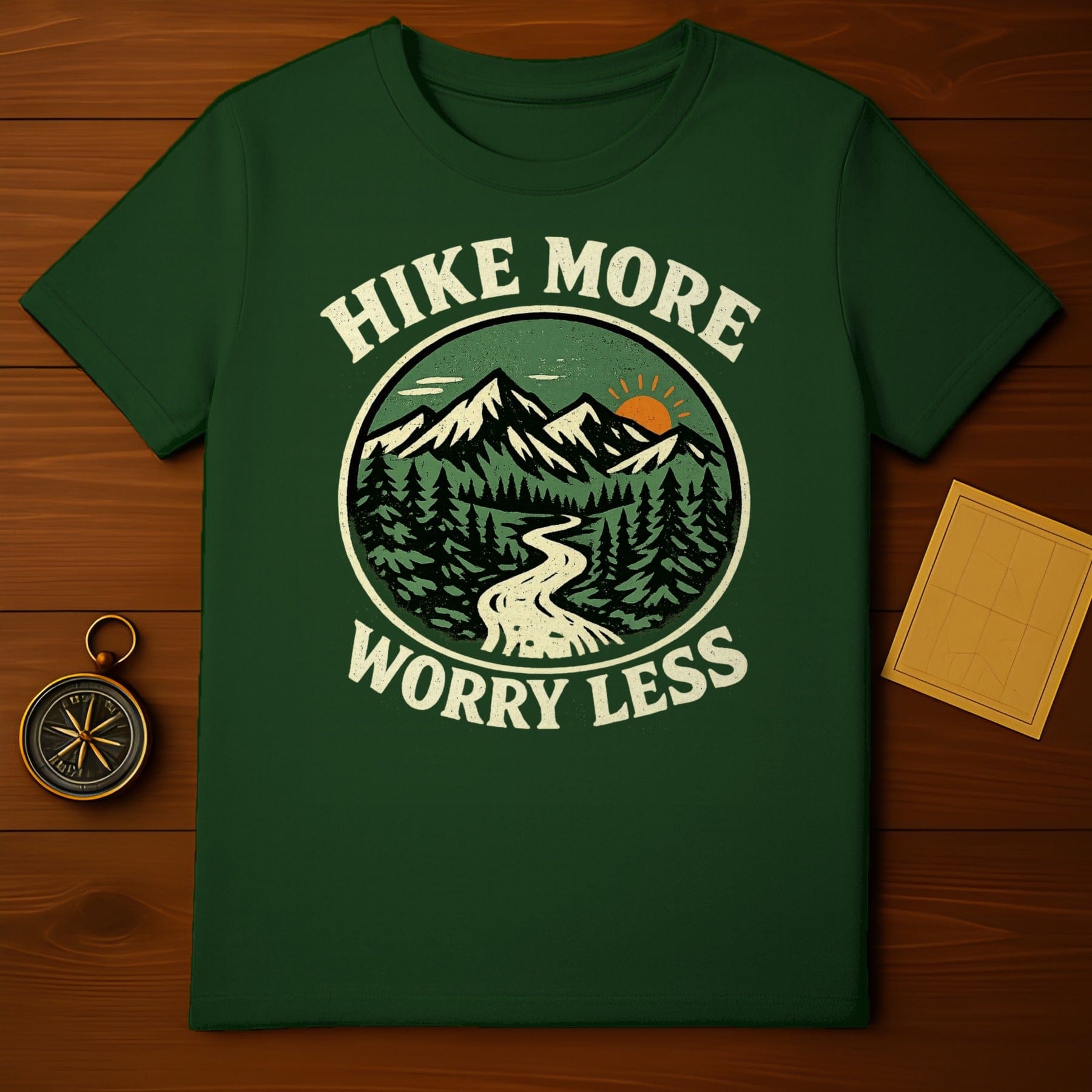Hike More Worry Less Motivational Outdoor T-shirt