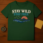 Stay Wild Stay Free Mountains Sunset Birds T-shirt product type