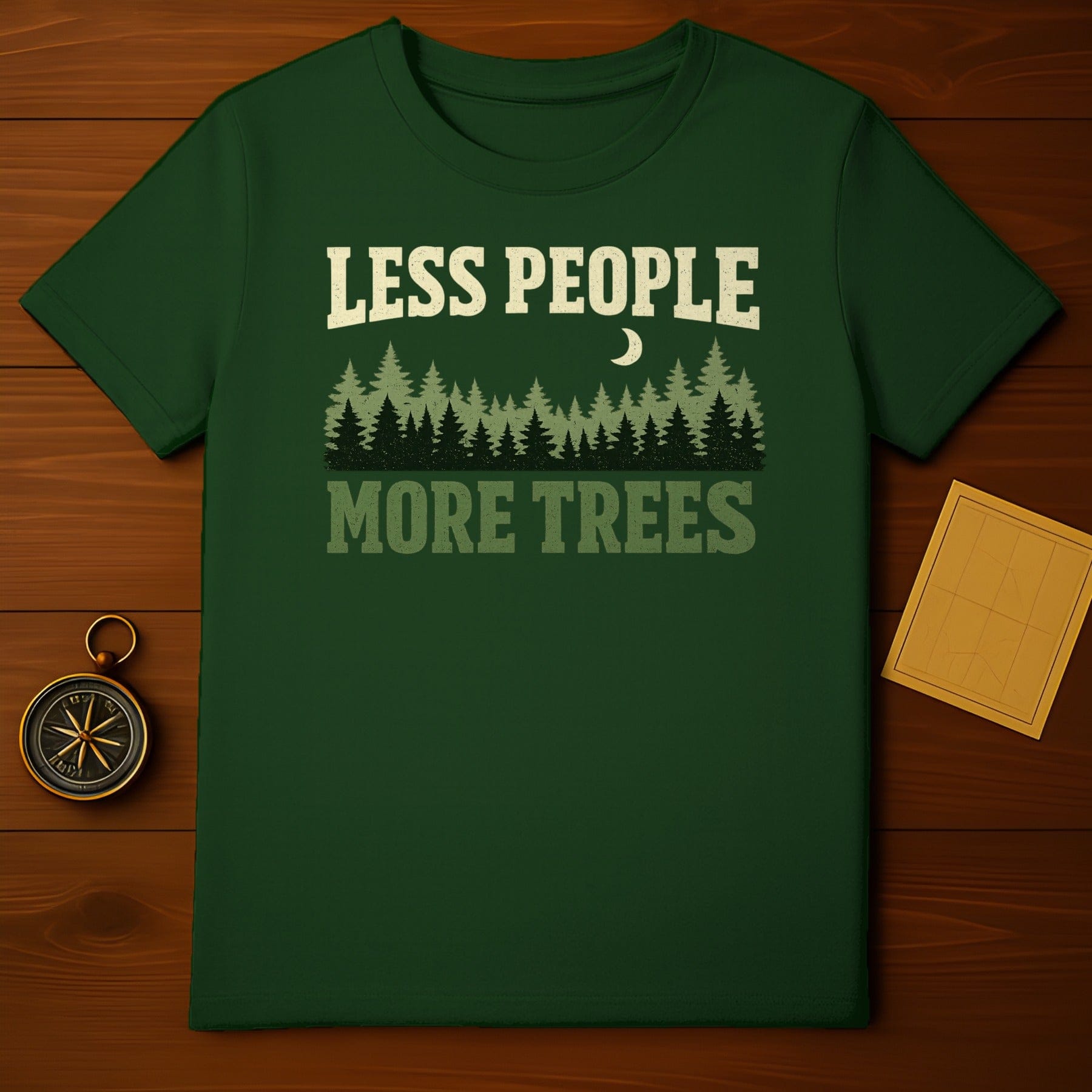 LESS PEOPLE MORE TREES Forest Moon Nature Lover Green product type