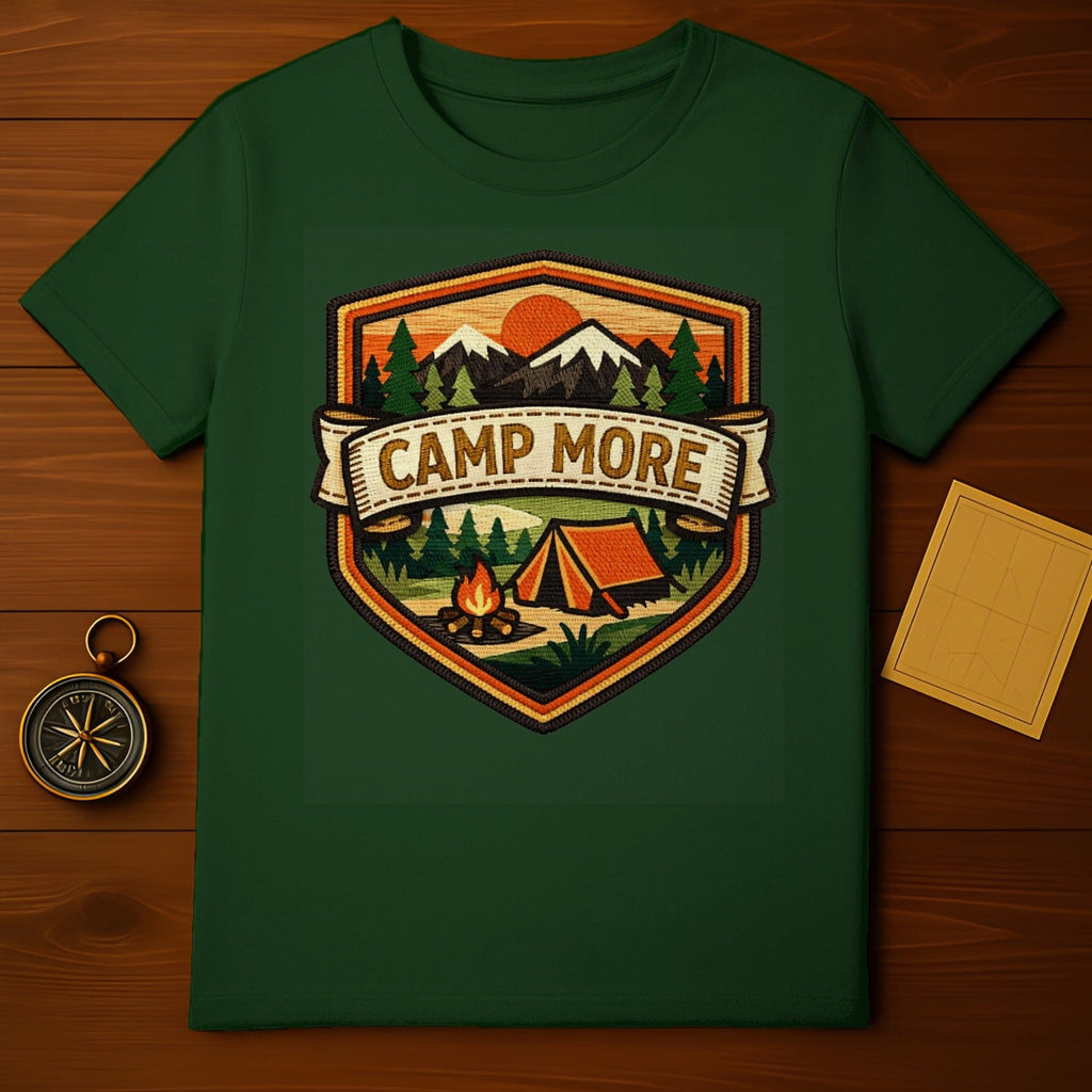 Camp More Adventure Outdoor Camping Badge T-shirt