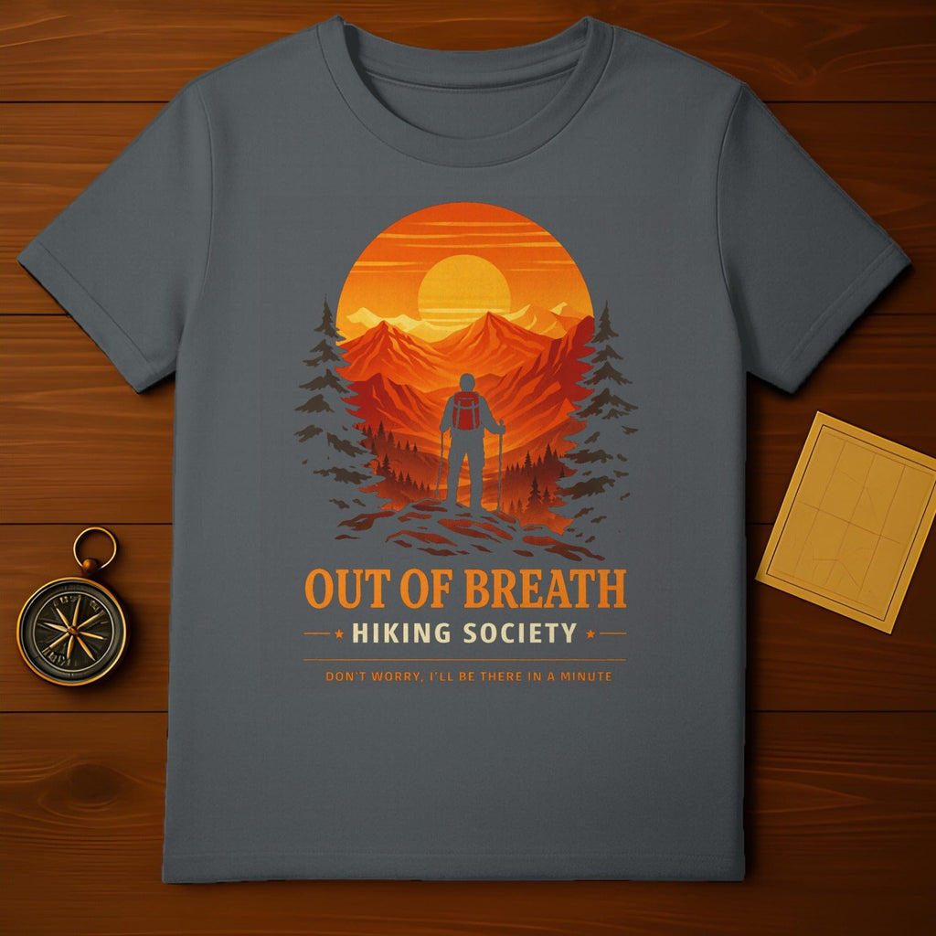 OUT OF BREATH HIKING SOCIETY Sunset Hiker Adventure product type
Hiking, Hiker, Mountains, Sunset, Adventure, Outdoor, Nature, Trek, Explorer, Trail, Wilderness, Funny, Humor, Quote, Graphic, Apparel, Travel, Scenery, Landscape, Forest