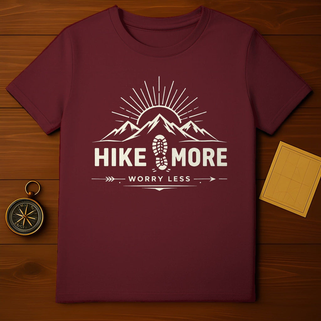 Hike More Worry Less Print Casual T-Shirt