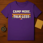 Camp More Talk Less Graphic T-shirt for Outdoor Enthusiasts