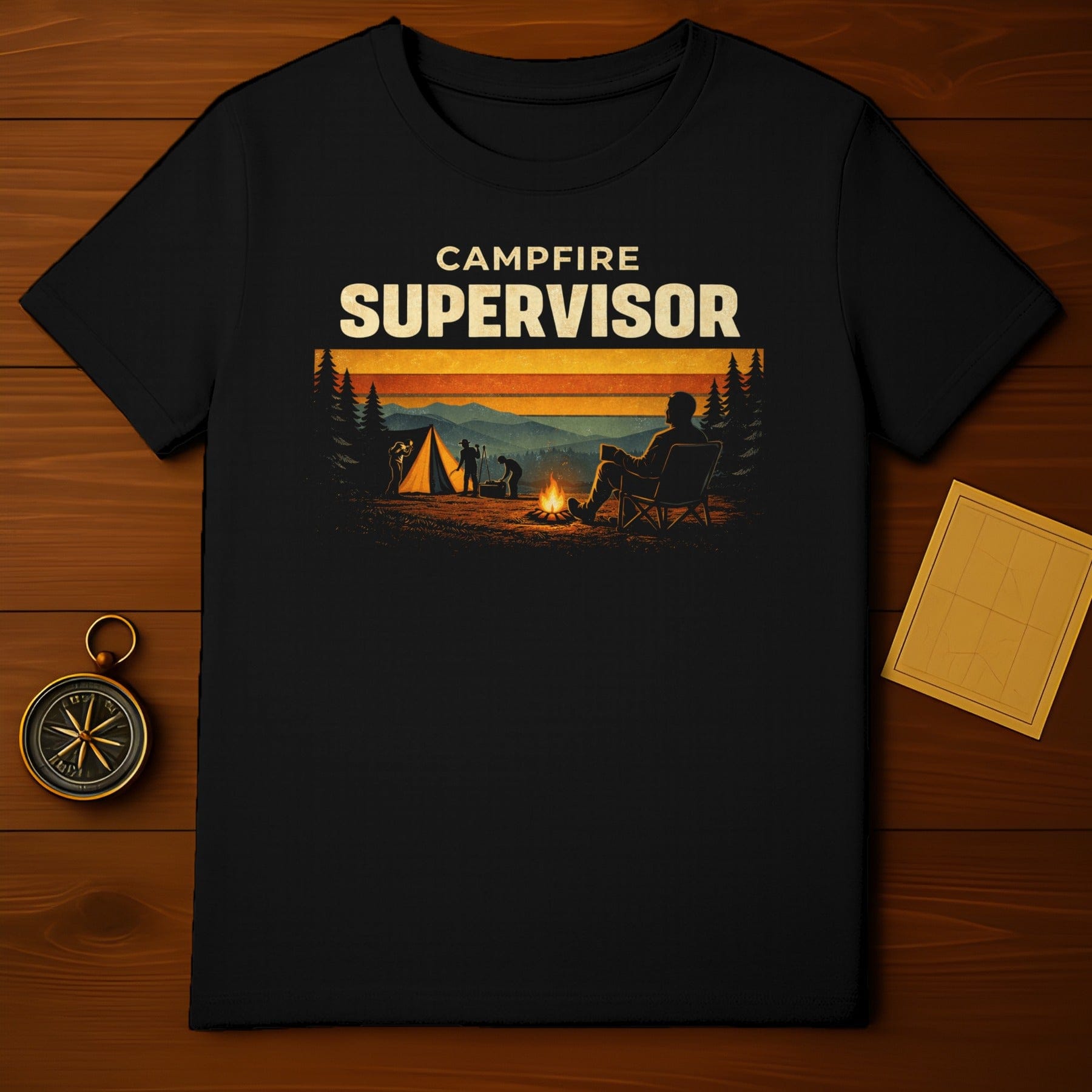 Campfire Supervisor Scenic Camping Themed Shirt