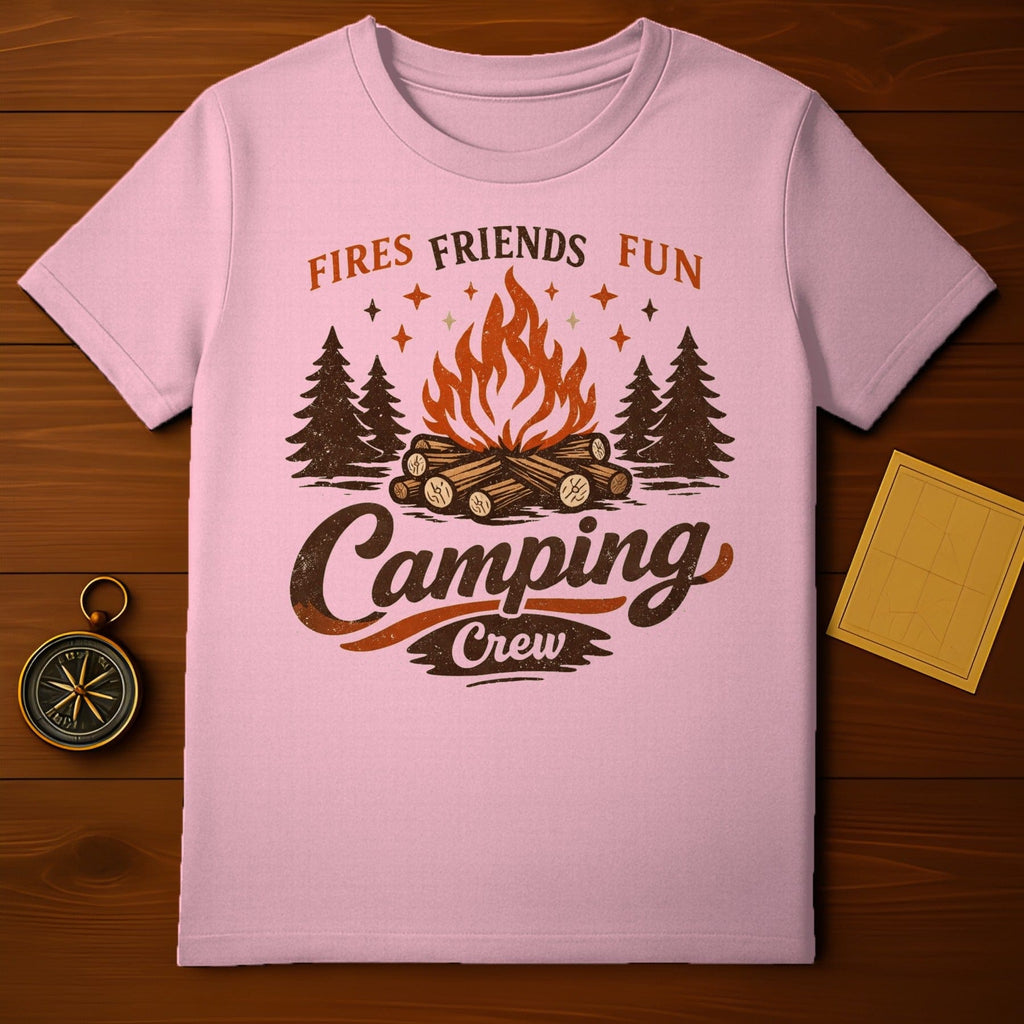 Fires Friends Fun Camping Crew Graphic T-Shirt