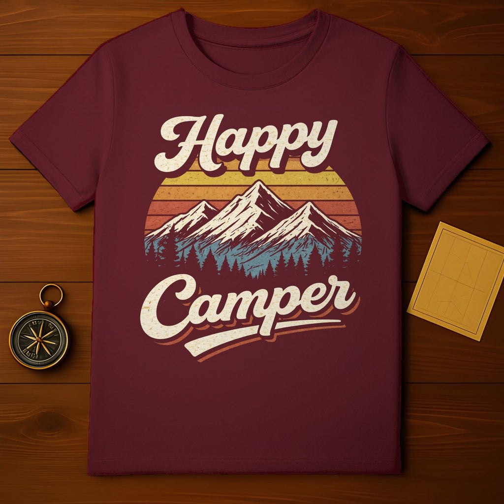 Happy Camper Graphic Mountain Print T-shirt