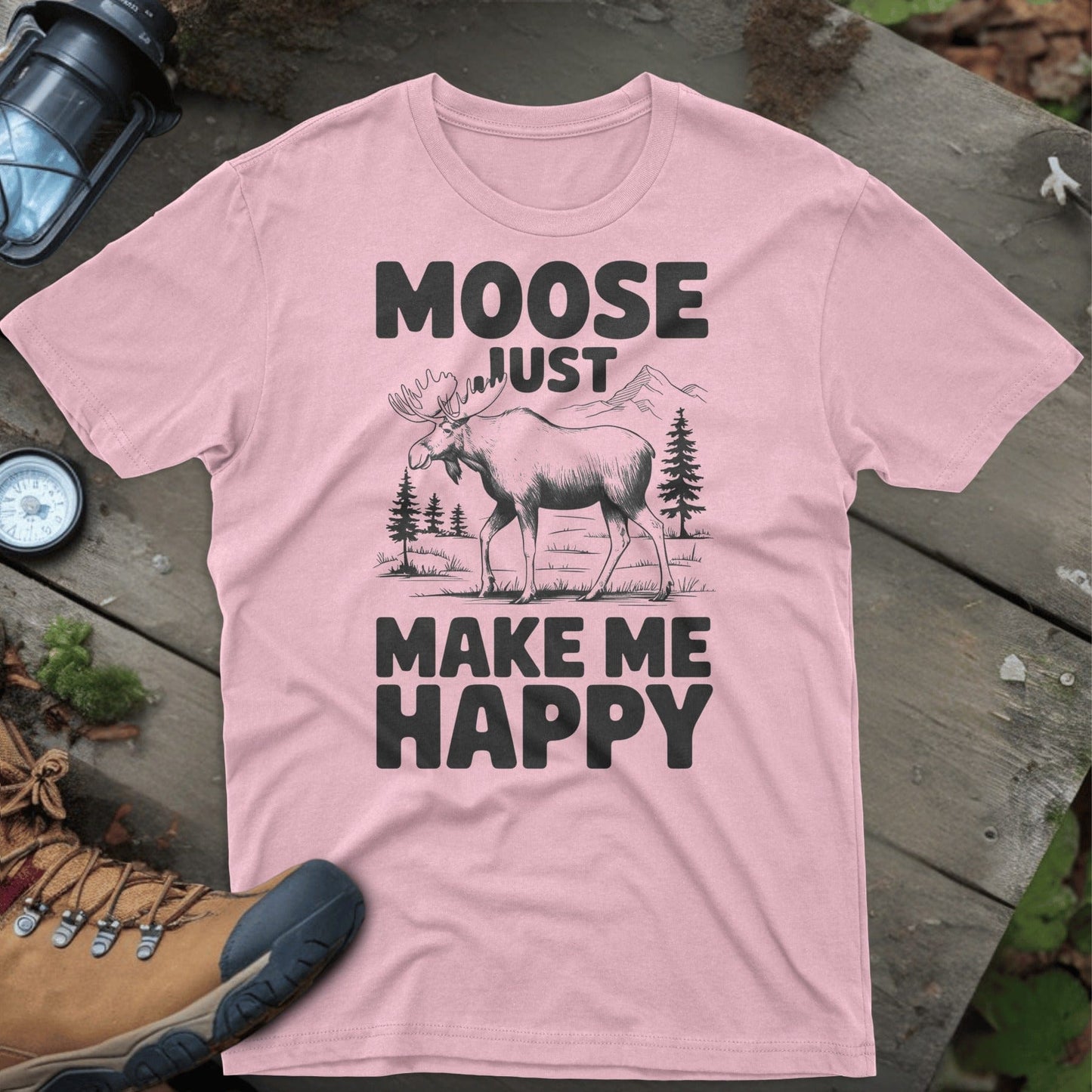 Moose Just Make Me Happy Graphic Tee Shirt Product