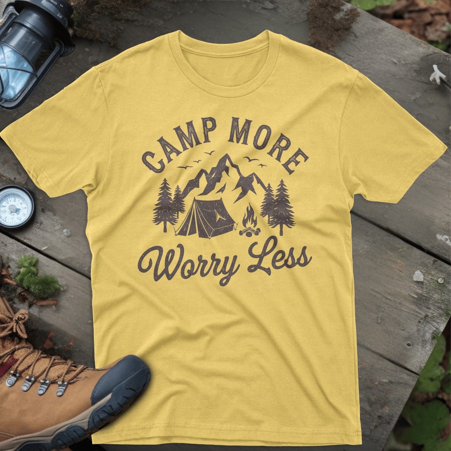 Camp More Worry Less Graphic Tee Shirt Product