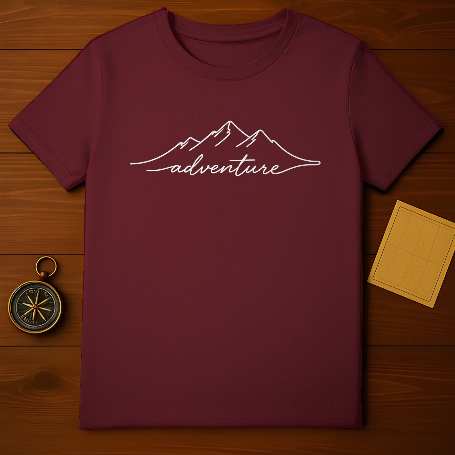 Adventure Mountain Design Maroon T-Shirt