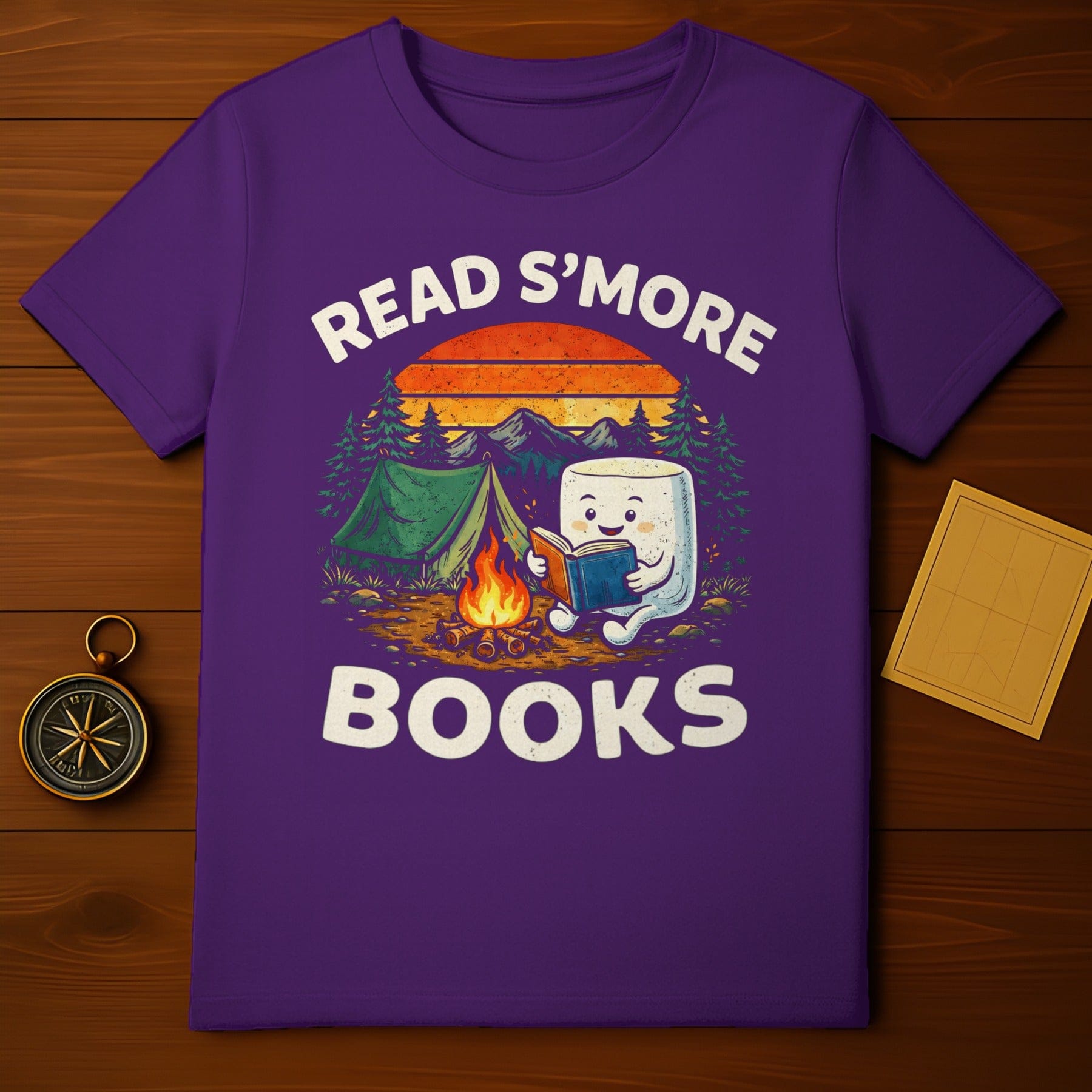 Read S'more Books Funny Camping Graphic T-Shirt