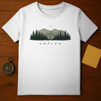 Unplug Nature Scene Graphic Tee with Mountains and Forest