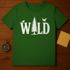 Wild Graphic Tee with Pine Tree and Birds Design Shirt