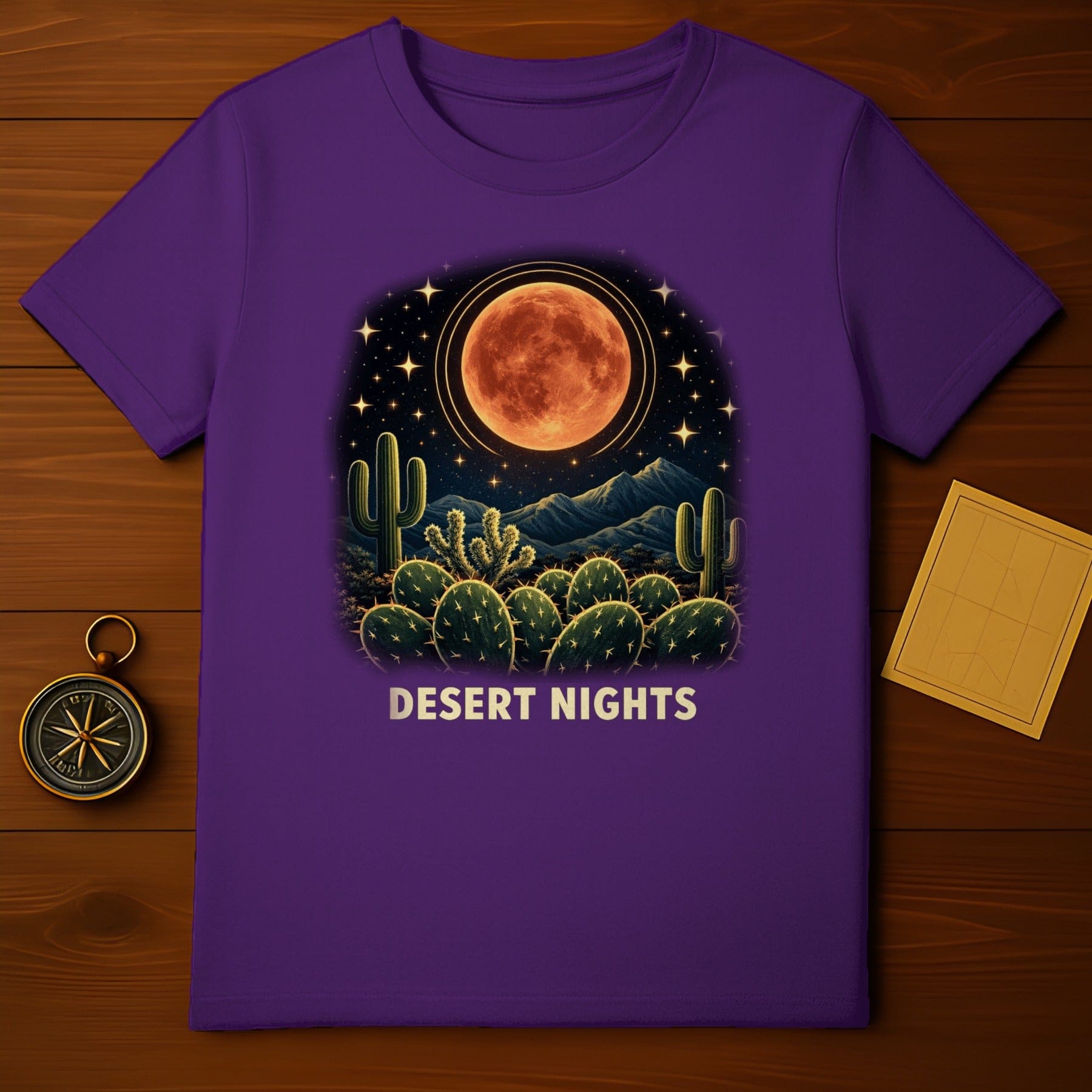 Purple Desert Nights Moon Stars Cacti Mountains product type