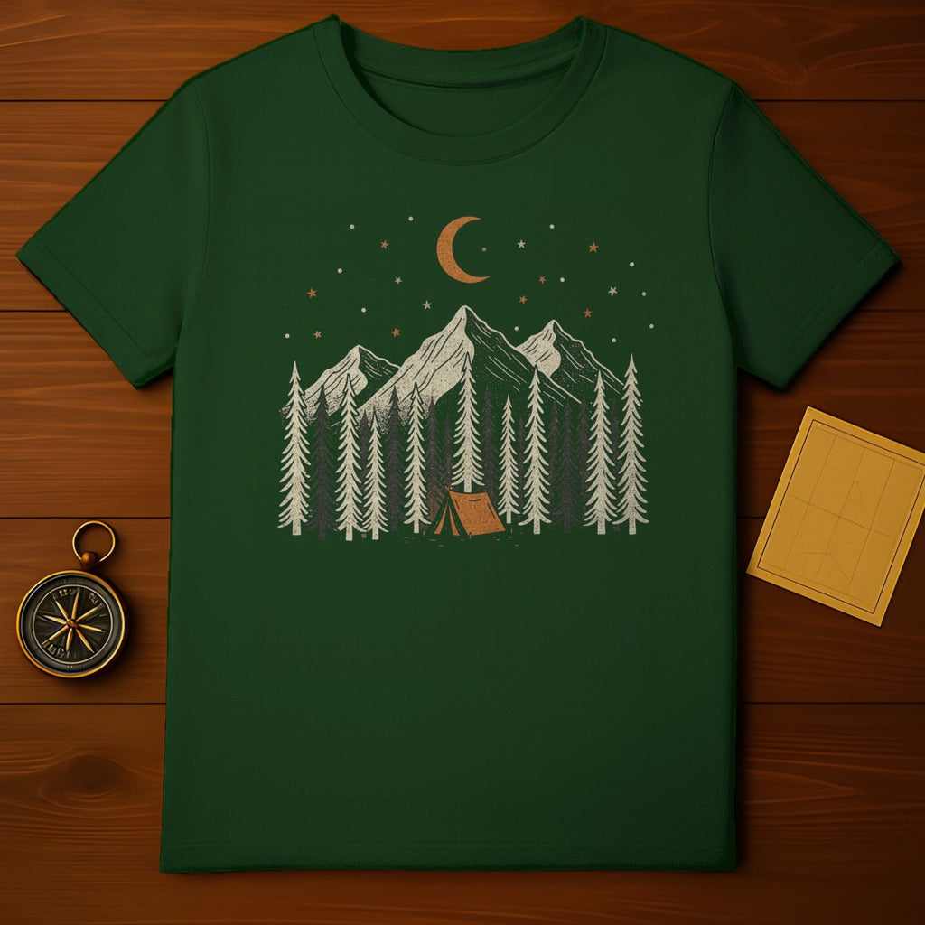 Scenic Mountain Camping Design T-Shirt for Outdoor Lovers