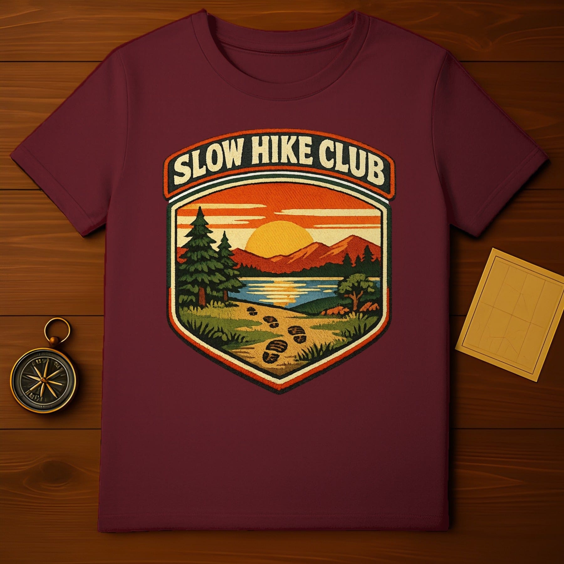 Slow Hike Club Scenic Sunset T-Shirt for Adventure